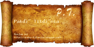 Pakó Titánia névjegykártya